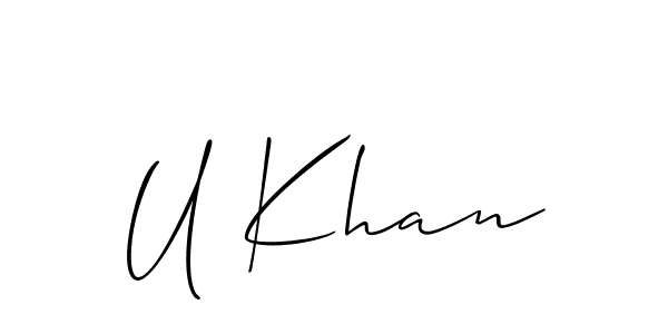 Create a beautiful signature design for name U Khan. With this signature (Allison_Script) fonts, you can make a handwritten signature for free. U Khan signature style 2 images and pictures png