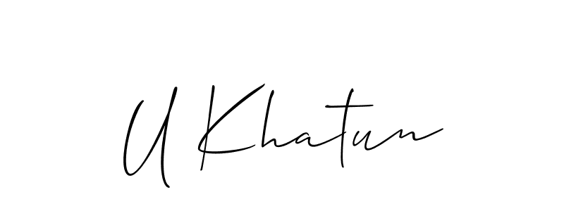 It looks lik you need a new signature style for name U Khatun. Design unique handwritten (Allison_Script) signature with our free signature maker in just a few clicks. U Khatun signature style 2 images and pictures png