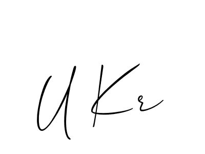 How to make U Kr name signature. Use Allison_Script style for creating short signs online. This is the latest handwritten sign. U Kr signature style 2 images and pictures png