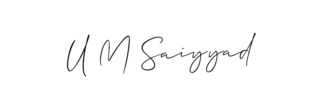 You should practise on your own different ways (Allison_Script) to write your name (U M Saiyyad) in signature. don't let someone else do it for you. U M Saiyyad signature style 2 images and pictures png