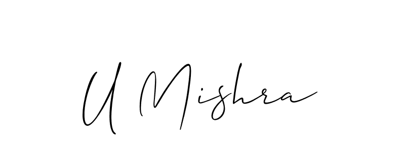 Make a beautiful signature design for name U Mishra. With this signature (Allison_Script) style, you can create a handwritten signature for free. U Mishra signature style 2 images and pictures png