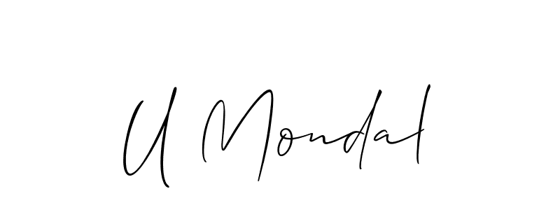 Make a short U Mondal signature style. Manage your documents anywhere anytime using Allison_Script. Create and add eSignatures, submit forms, share and send files easily. U Mondal signature style 2 images and pictures png