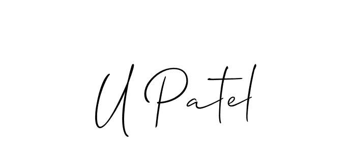 How to make U Patel name signature. Use Allison_Script style for creating short signs online. This is the latest handwritten sign. U Patel signature style 2 images and pictures png