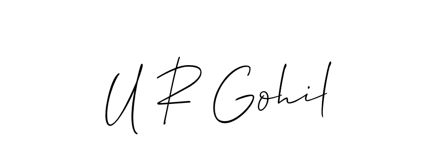 How to make U R Gohil name signature. Use Allison_Script style for creating short signs online. This is the latest handwritten sign. U R Gohil signature style 2 images and pictures png