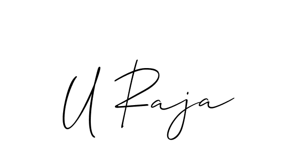 Make a beautiful signature design for name U Raja. With this signature (Allison_Script) style, you can create a handwritten signature for free. U Raja signature style 2 images and pictures png