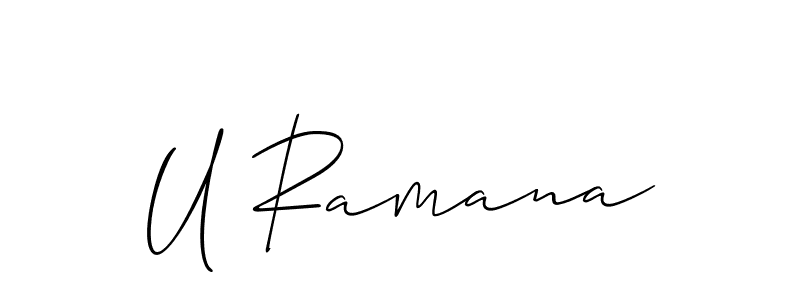 Use a signature maker to create a handwritten signature online. With this signature software, you can design (Allison_Script) your own signature for name U Ramana. U Ramana signature style 2 images and pictures png