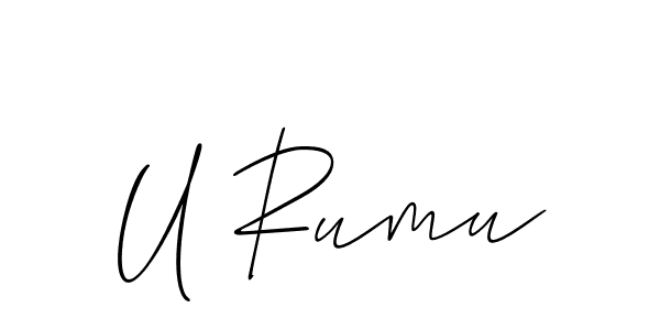 How to Draw U Rumu signature style? Allison_Script is a latest design signature styles for name U Rumu. U Rumu signature style 2 images and pictures png