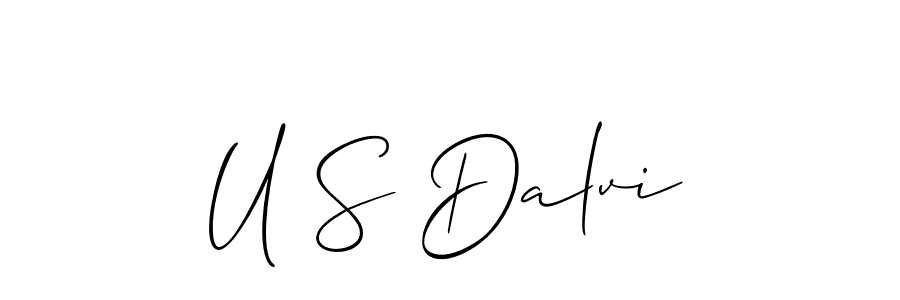 How to make U S Dalvi name signature. Use Allison_Script style for creating short signs online. This is the latest handwritten sign. U S Dalvi signature style 2 images and pictures png