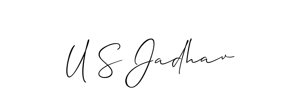 Similarly Allison_Script is the best handwritten signature design. Signature creator online .You can use it as an online autograph creator for name U S Jadhav. U S Jadhav signature style 2 images and pictures png