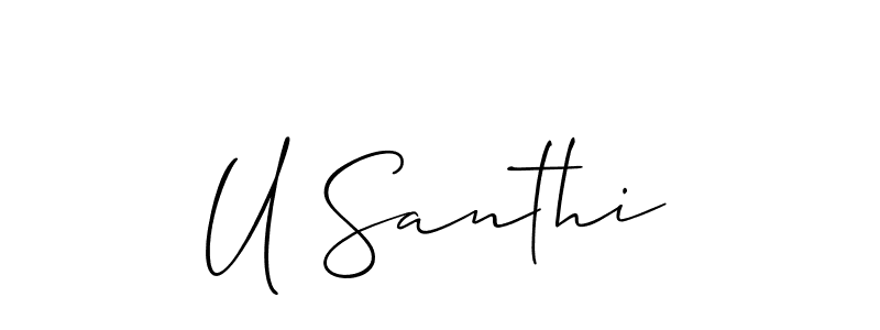 You can use this online signature creator to create a handwritten signature for the name U Santhi. This is the best online autograph maker. U Santhi signature style 2 images and pictures png