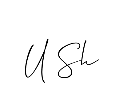 The best way (Allison_Script) to make a short signature is to pick only two or three words in your name. The name U Sh include a total of six letters. For converting this name. U Sh signature style 2 images and pictures png