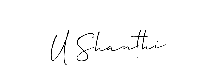 Design your own signature with our free online signature maker. With this signature software, you can create a handwritten (Allison_Script) signature for name U Shanthi. U Shanthi signature style 2 images and pictures png