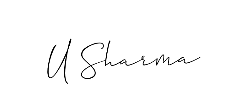 It looks lik you need a new signature style for name U Sharma. Design unique handwritten (Allison_Script) signature with our free signature maker in just a few clicks. U Sharma signature style 2 images and pictures png