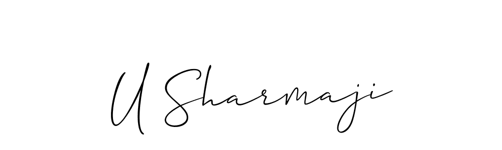 Use a signature maker to create a handwritten signature online. With this signature software, you can design (Allison_Script) your own signature for name U Sharmaji. U Sharmaji signature style 2 images and pictures png