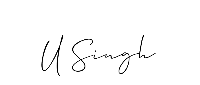 if you are searching for the best signature style for your name U Singh. so please give up your signature search. here we have designed multiple signature styles  using Allison_Script. U Singh signature style 2 images and pictures png