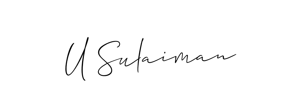 How to make U Sulaiman name signature. Use Allison_Script style for creating short signs online. This is the latest handwritten sign. U Sulaiman signature style 2 images and pictures png