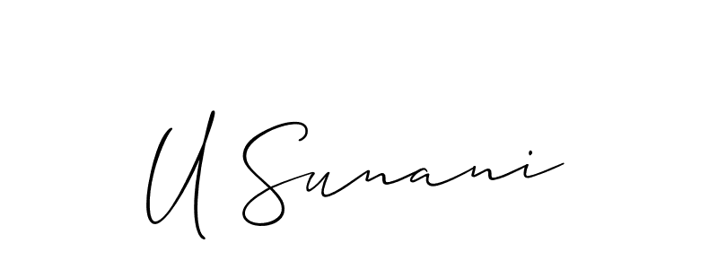 How to make U Sunani signature? Allison_Script is a professional autograph style. Create handwritten signature for U Sunani name. U Sunani signature style 2 images and pictures png