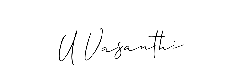 U Vasanthi stylish signature style. Best Handwritten Sign (Allison_Script) for my name. Handwritten Signature Collection Ideas for my name U Vasanthi. U Vasanthi signature style 2 images and pictures png