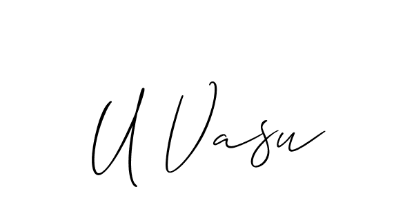 How to make U Vasu name signature. Use Allison_Script style for creating short signs online. This is the latest handwritten sign. U Vasu signature style 2 images and pictures png