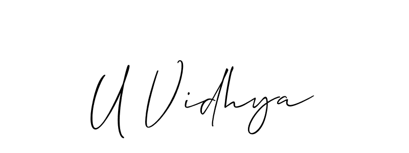 Similarly Allison_Script is the best handwritten signature design. Signature creator online .You can use it as an online autograph creator for name U Vidhya. U Vidhya signature style 2 images and pictures png