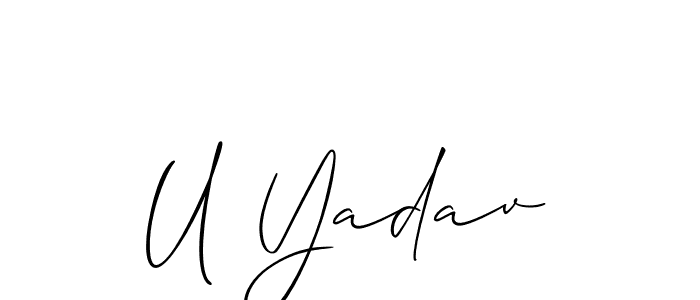 Allison_Script is a professional signature style that is perfect for those who want to add a touch of class to their signature. It is also a great choice for those who want to make their signature more unique. Get U Yadav name to fancy signature for free. U Yadav signature style 2 images and pictures png