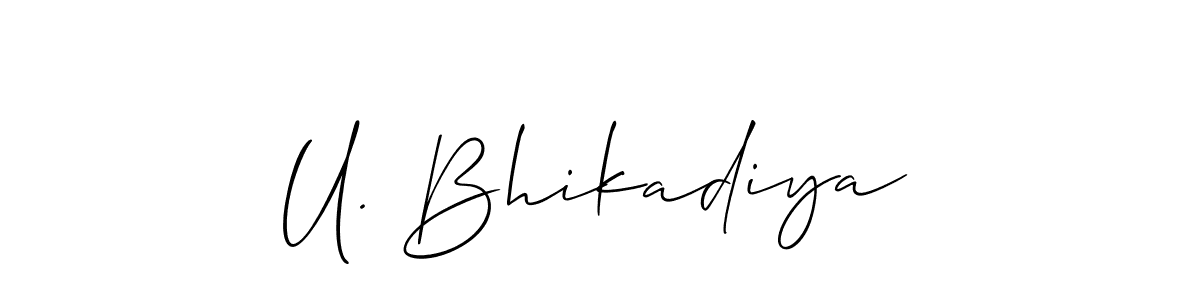 Design your own signature with our free online signature maker. With this signature software, you can create a handwritten (Allison_Script) signature for name U. Bhikadiya. U. Bhikadiya signature style 2 images and pictures png