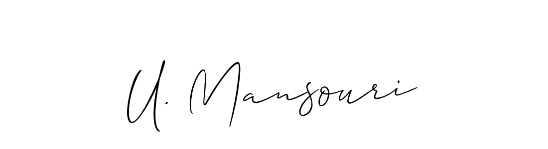 Use a signature maker to create a handwritten signature online. With this signature software, you can design (Allison_Script) your own signature for name U. Mansouri. U. Mansouri signature style 2 images and pictures png