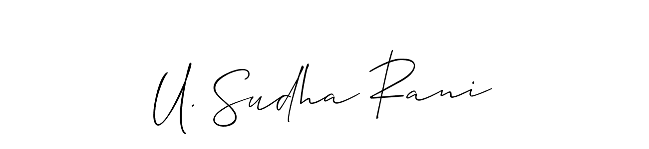 You should practise on your own different ways (Allison_Script) to write your name (U. Sudha Rani) in signature. don't let someone else do it for you. U. Sudha Rani signature style 2 images and pictures png