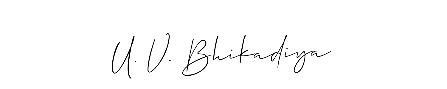 Also we have U. V. Bhikadiya name is the best signature style. Create professional handwritten signature collection using Allison_Script autograph style. U. V. Bhikadiya signature style 2 images and pictures png