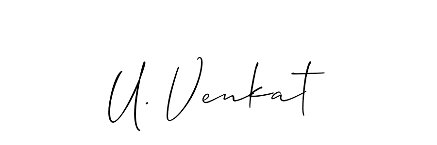 How to make U. Venkat name signature. Use Allison_Script style for creating short signs online. This is the latest handwritten sign. U. Venkat signature style 2 images and pictures png