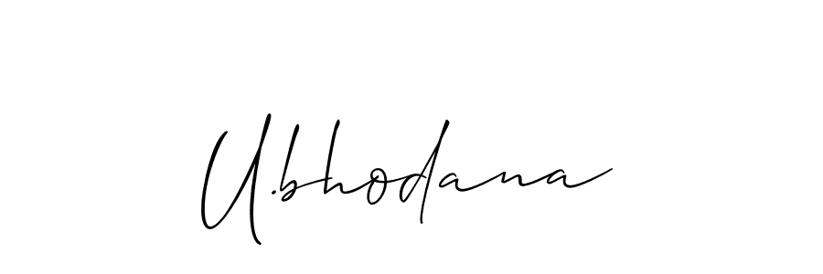 How to make U.bhodana name signature. Use Allison_Script style for creating short signs online. This is the latest handwritten sign. U.bhodana signature style 2 images and pictures png