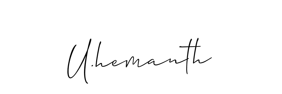 The best way (Allison_Script) to make a short signature is to pick only two or three words in your name. The name U.hemanth include a total of six letters. For converting this name. U.hemanth signature style 2 images and pictures png
