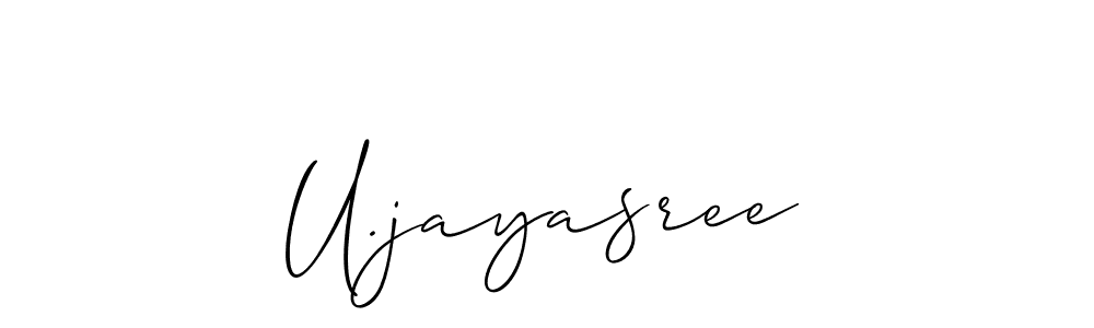 The best way (Allison_Script) to make a short signature is to pick only two or three words in your name. The name U.jayasree include a total of six letters. For converting this name. U.jayasree signature style 2 images and pictures png