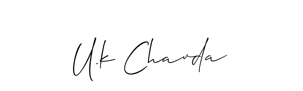 Design your own signature with our free online signature maker. With this signature software, you can create a handwritten (Allison_Script) signature for name U.k Chavda. U.k Chavda signature style 2 images and pictures png