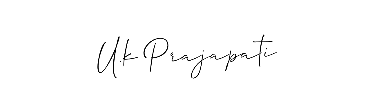 How to make U.k Prajapati name signature. Use Allison_Script style for creating short signs online. This is the latest handwritten sign. U.k Prajapati signature style 2 images and pictures png