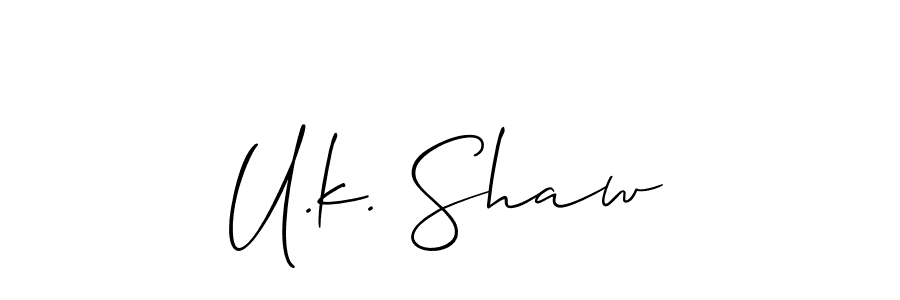 How to make U.k. Shaw name signature. Use Allison_Script style for creating short signs online. This is the latest handwritten sign. U.k. Shaw signature style 2 images and pictures png