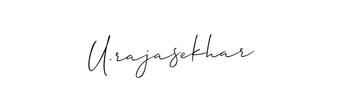 The best way (Allison_Script) to make a short signature is to pick only two or three words in your name. The name U.rajasekhar include a total of six letters. For converting this name. U.rajasekhar signature style 2 images and pictures png
