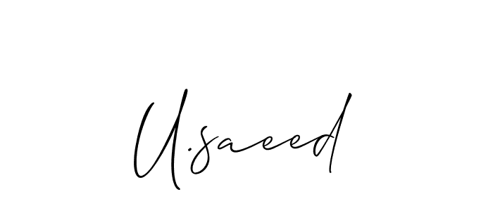 Also You can easily find your signature by using the search form. We will create U.saeed name handwritten signature images for you free of cost using Allison_Script sign style. U.saeed signature style 2 images and pictures png