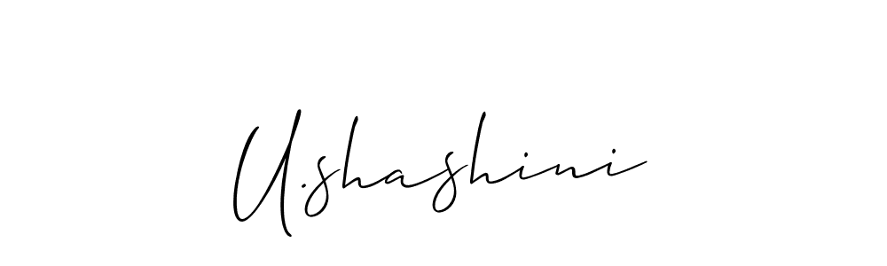 Design your own signature with our free online signature maker. With this signature software, you can create a handwritten (Allison_Script) signature for name U.shashini. U.shashini signature style 2 images and pictures png