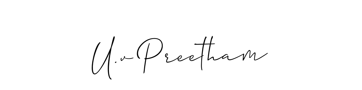 U.v Preetham stylish signature style. Best Handwritten Sign (Allison_Script) for my name. Handwritten Signature Collection Ideas for my name U.v Preetham. U.v Preetham signature style 2 images and pictures png