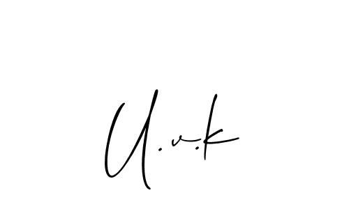 How to make U.v.k name signature. Use Allison_Script style for creating short signs online. This is the latest handwritten sign. U.v.k signature style 2 images and pictures png