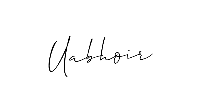Make a beautiful signature design for name Uabhoir. With this signature (Allison_Script) style, you can create a handwritten signature for free. Uabhoir signature style 2 images and pictures png