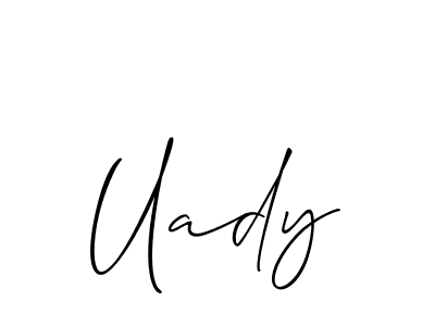 Use a signature maker to create a handwritten signature online. With this signature software, you can design (Allison_Script) your own signature for name Uady. Uady signature style 2 images and pictures png