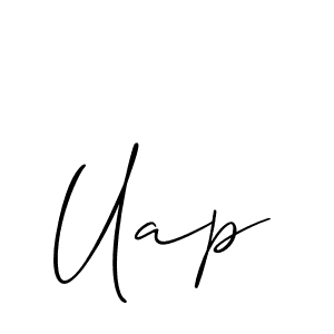 Make a beautiful signature design for name Uap. With this signature (Allison_Script) style, you can create a handwritten signature for free. Uap signature style 2 images and pictures png