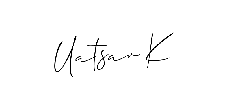 Make a beautiful signature design for name Uatsav K. With this signature (Allison_Script) style, you can create a handwritten signature for free. Uatsav K signature style 2 images and pictures png