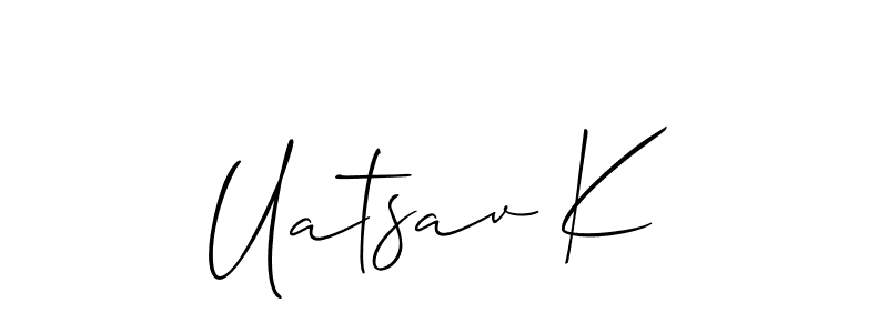 How to make Uatsav K signature? Allison_Script is a professional autograph style. Create handwritten signature for Uatsav K name. Uatsav K signature style 2 images and pictures png