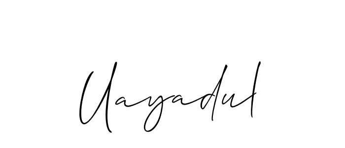 Make a beautiful signature design for name Uayadul. With this signature (Allison_Script) style, you can create a handwritten signature for free. Uayadul signature style 2 images and pictures png