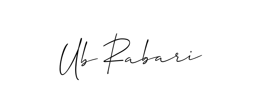 if you are searching for the best signature style for your name Ub Rabari. so please give up your signature search. here we have designed multiple signature styles  using Allison_Script. Ub Rabari signature style 2 images and pictures png