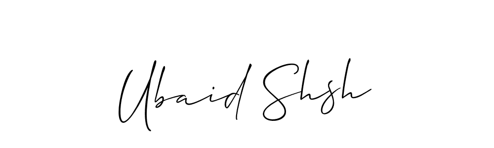 Similarly Allison_Script is the best handwritten signature design. Signature creator online .You can use it as an online autograph creator for name Ubaid Shsh. Ubaid Shsh signature style 2 images and pictures png