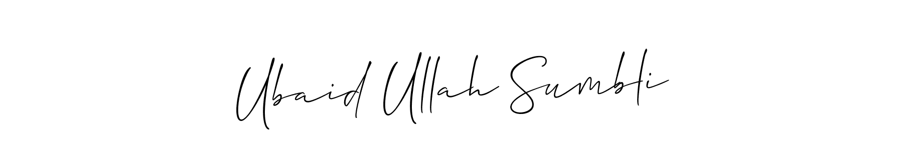 How to make Ubaid Ullah Sumbli name signature. Use Allison_Script style for creating short signs online. This is the latest handwritten sign. Ubaid Ullah Sumbli signature style 2 images and pictures png